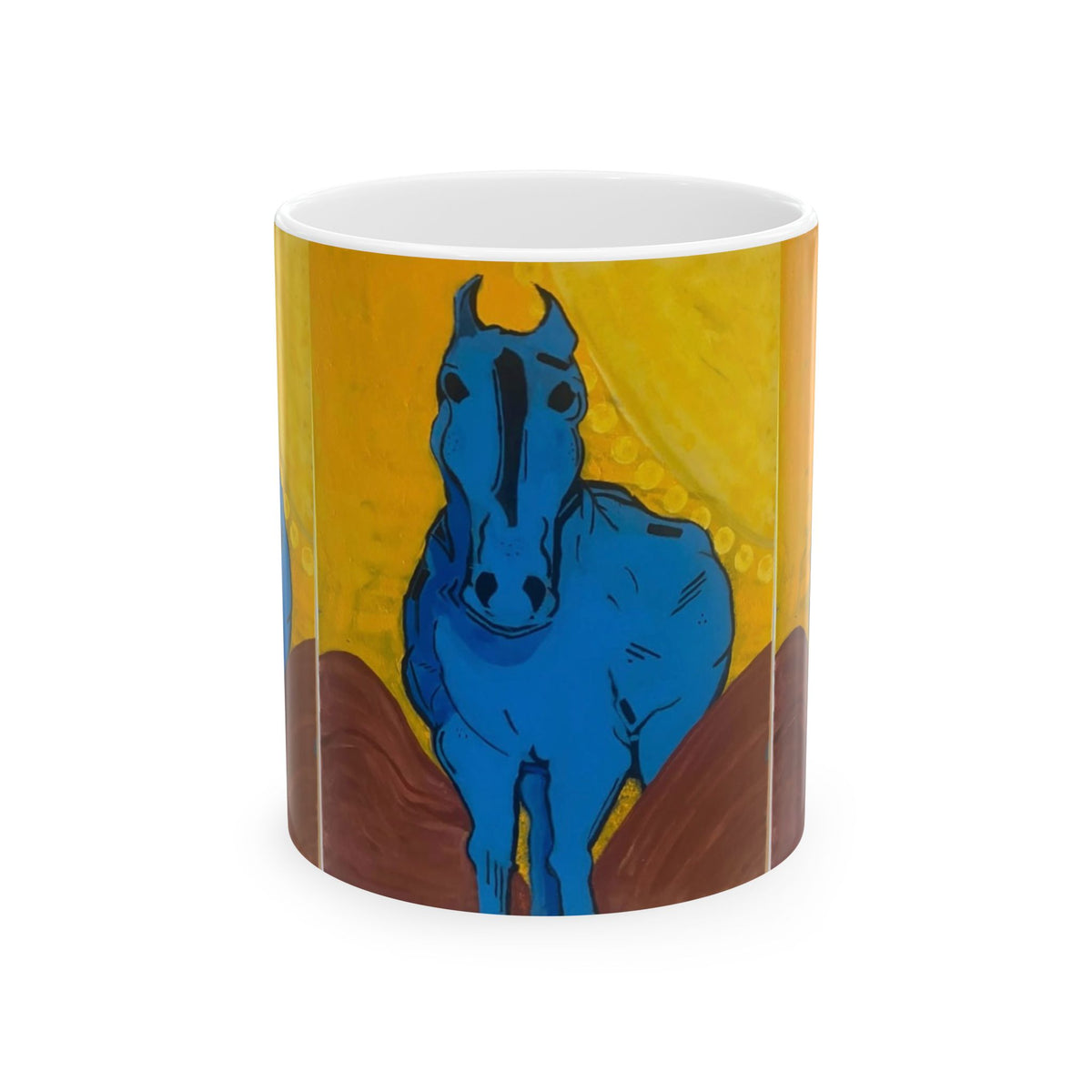 "Blue Horse" Ceramic Mug —  Art Coffee Cup (11oz & 15oz)