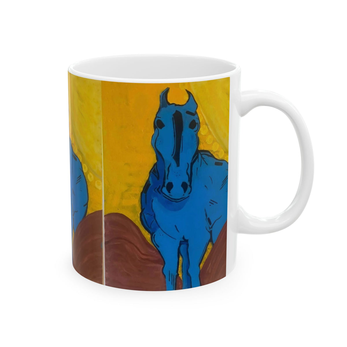 "Blue Horse" Ceramic Mug —  Art Coffee Cup (11oz & 15oz)