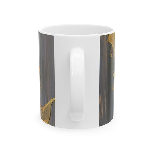 "Golden Fish" Ceramic Mug — Nautical Coastal Art Coffee Cup (11oz & 15oz)