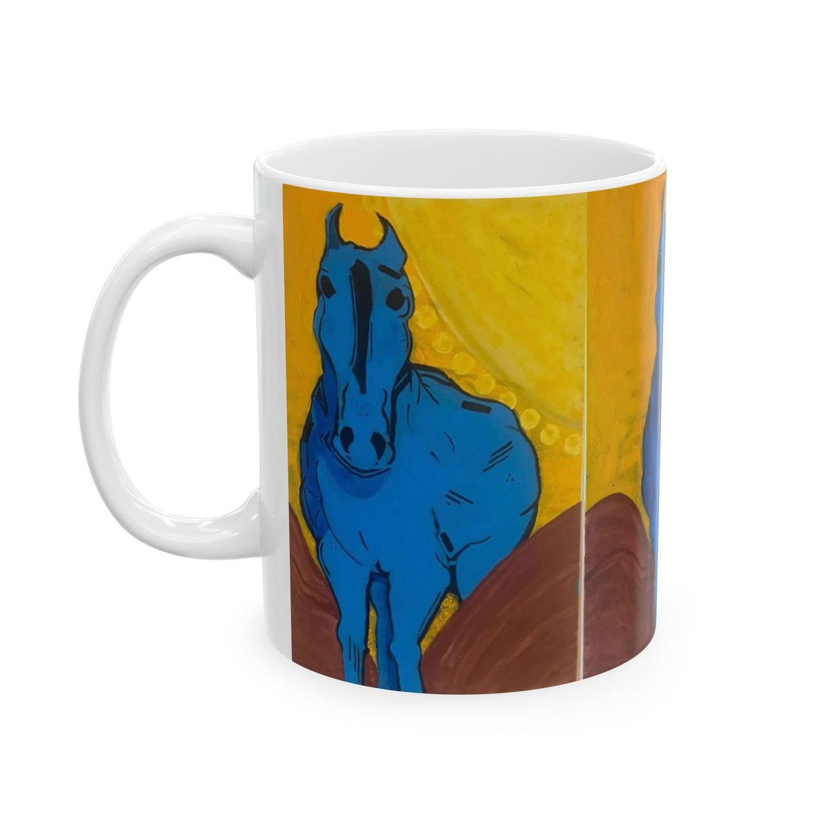 "Blue Horse" Ceramic Mug —  Art Coffee Cup (11oz & 15oz)