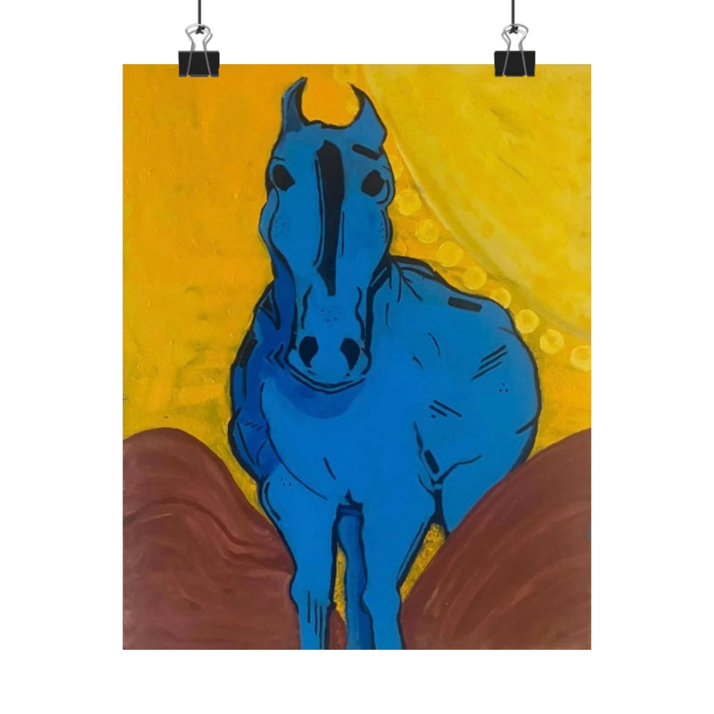 " Blue Horse" Vertical Posters