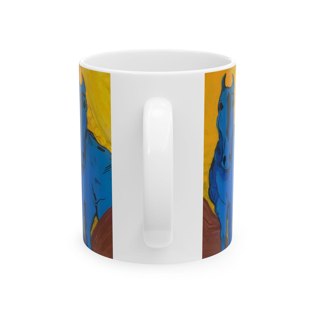 "Blue Horse" Ceramic Mug —  Art Coffee Cup (11oz & 15oz)