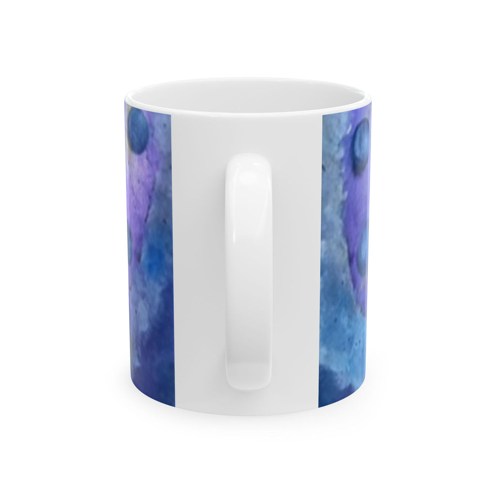 "Time"  Ceramic Mug — Blue & Purple Abstract Space Design (11oz, 15oz)